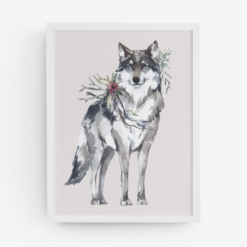 Wall Art Watercolor Wolf Portrait Illustration Print Poster Unframed - Picture 9 of 16